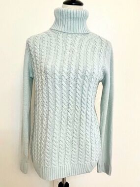 Croft & Barrow Light Blue Cable Knit Turtleneck Sweater NWT Small